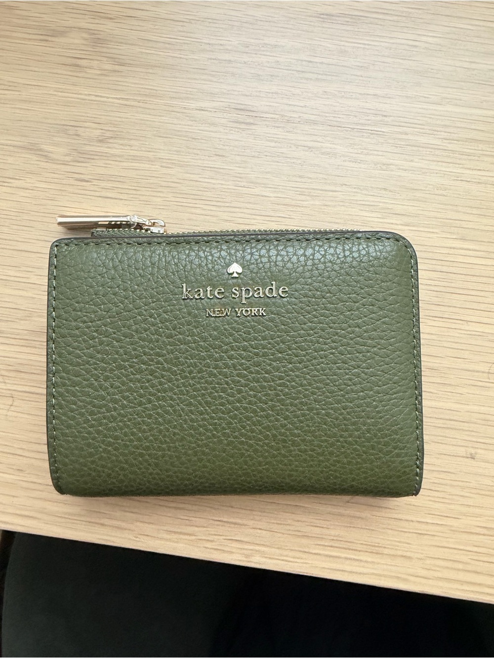 kate spade Green Pebbled Leather Zip Around Wallet